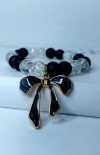 black white - 002 Black Matte Charm Bracelet