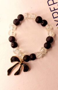 black white - 003 Black Matte Charm Bracelet