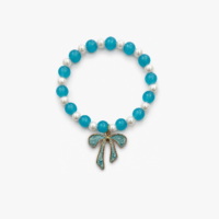 Aqua White Pearl with Aqua Bow