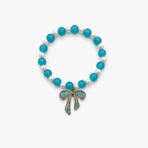 aquapearllocket Aqua White Pearl with Aqua Bow
