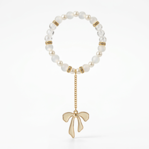 White Crystal Chain Bow Bracelet